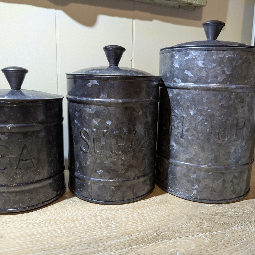 Galvanized Kitchen Canister Set - Black